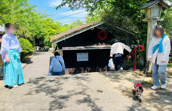 津峯神社 猫(ペット)宮司さんと参拝者