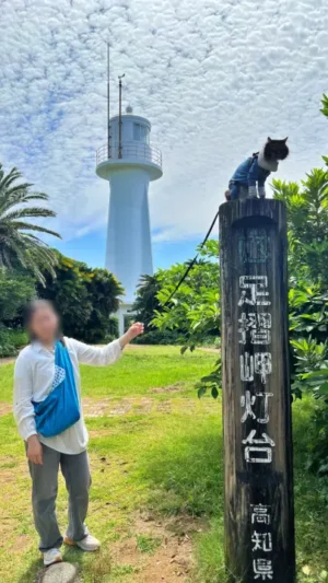 足摺岬灯台と猫(ペット)